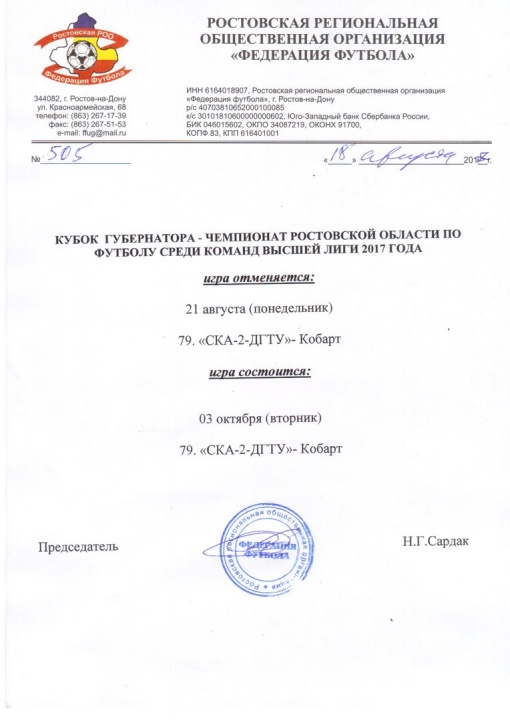 ВНИМАНИЕ! Изменения в календаре Кубке Губернатора - Чемпионате Ростовской области среди команд высшей лиги