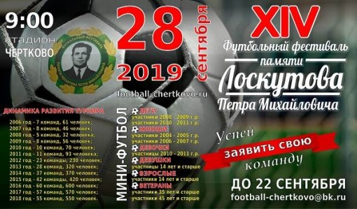 Открыт прием заявок для участия в XIV футбольный фестиваль памяти Петра Михайловича Лоскутова